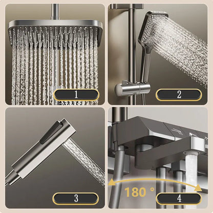 HOShower-Ensemble complet de système de douche, buse rotative, baignoire, affichage numérique, douche murale, pluie, LED, ensemble de pommeau de douche Salle de bains douche en laiton Tap Set Accessoires