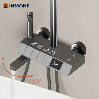 HOShower-Ensemble complet de système de douche, buse rotative, baignoire, affichage numérique, douche murale, pluie, LED, ensemble de pommeau de douche Salle de bains douche en laiton Tap Set Accessoires