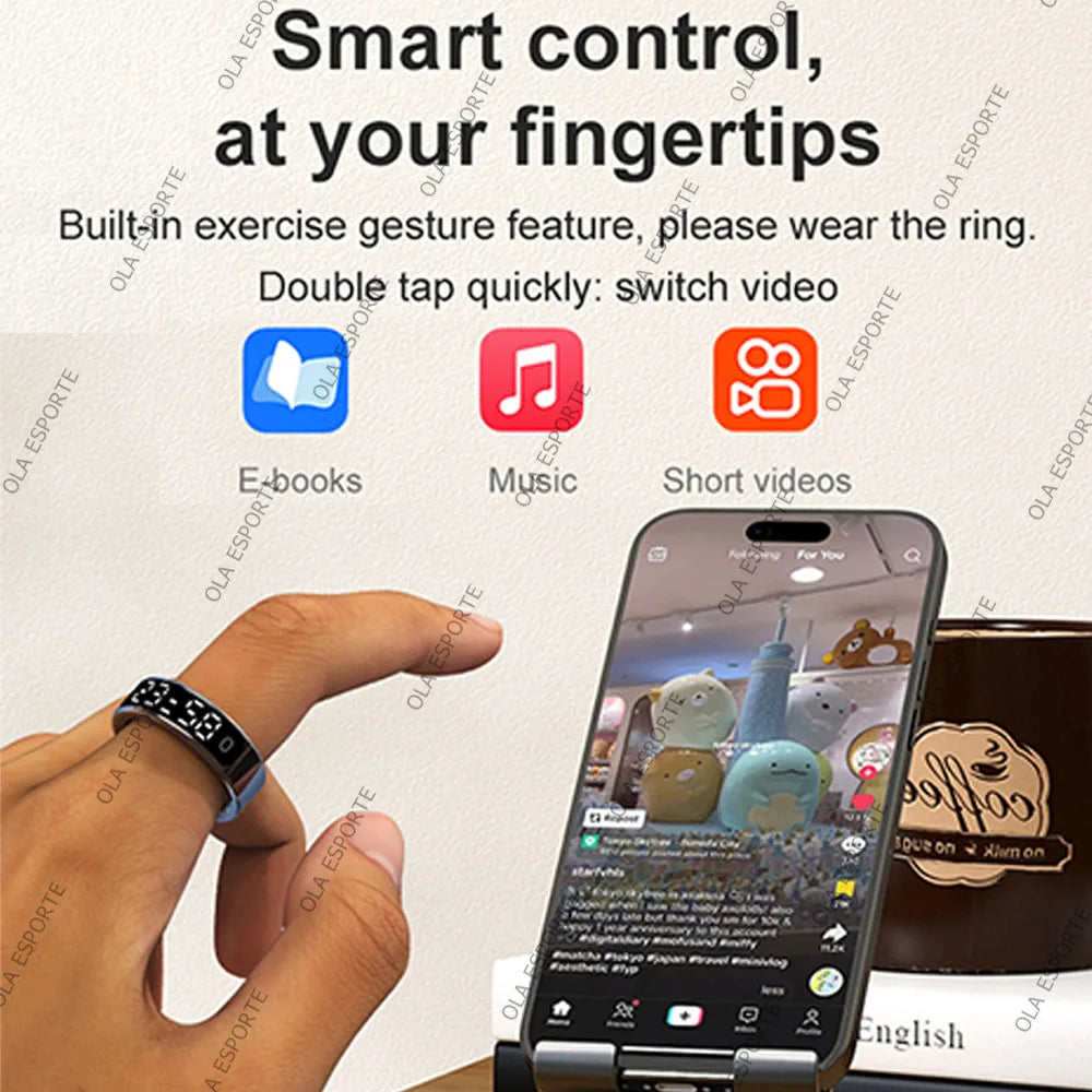 Pour anneau intelligent écran Hd contrôle Tiktok 5ATM étanche pour Smartring pour Galaxy femmes hommes anneau moniteur de fréquence cardiaque