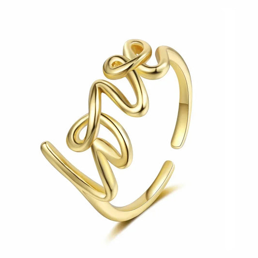 Bague d'amour lettre romantique pour femme, matiques géométriques, matiques créatives, bijoux en acier inoxydable pour couple, cadeau de mariage
