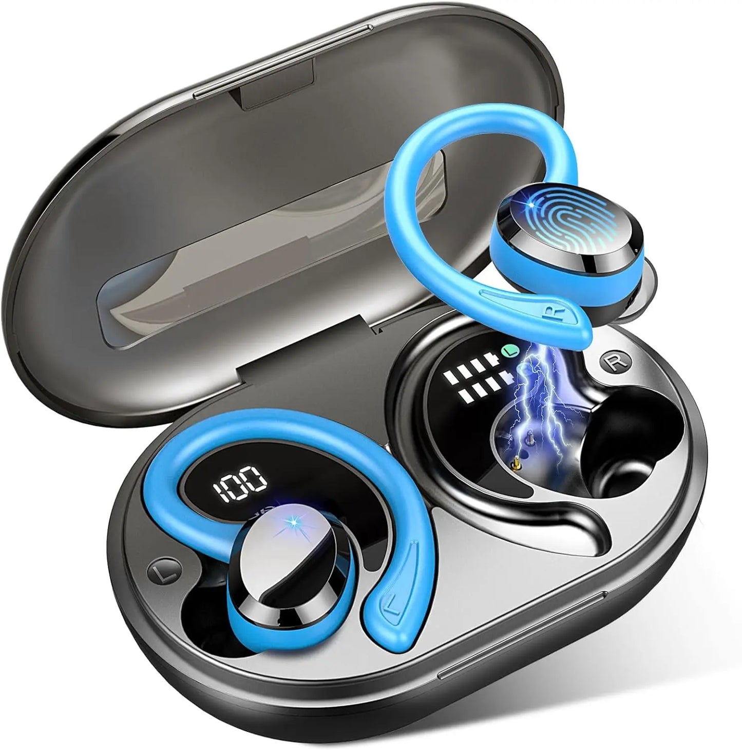 Écouteurs sans fil, écouteurs Bluetooth 5.3, basses stéréo, micro intra-auriculaires antibruit, écouteurs IP7 étanches pour sport, lecture 40H.
