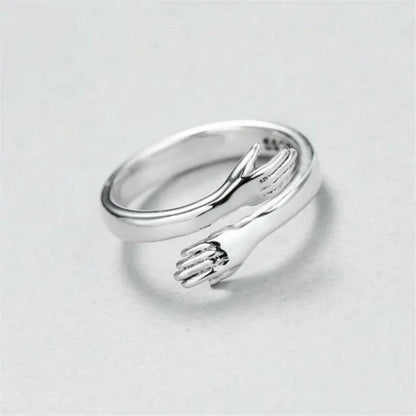 Bagues à main de câlin d'amour romantique, bagues créatives d'amour pour toujours ouvertes, bijoux exquis réglables, cadeau de fête pour femmes