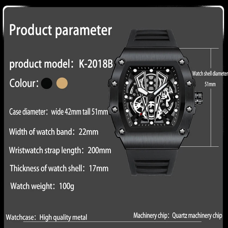 Montre-bracelet à quartz étanche pour homme, montres à cadran noir, date automatique, horloge murale, modules à la mode, marque de luxe, livraison directe