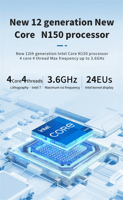 MLLSE G2 Pro Mini PC, processeur Intel Twin Lake N150, LPDDR5, 12 Go de RAM, 512 Go de SSD, Wi-Fi 5, BT5.0, Windows 11