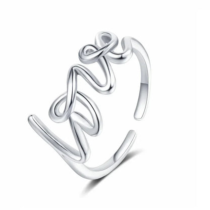 Bague d'amour lettre romantique pour femme, matiques géométriques, matiques créatives, bijoux en acier inoxydable pour couple, cadeau de mariage