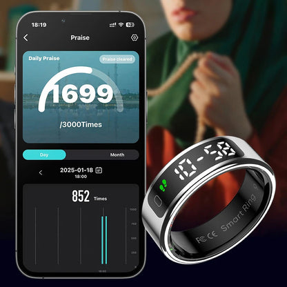 Xiaomi R12 anneau intelligent écran d'affichage tactile 5ATM étanche Bluetooth moniteur de santé contrôle des gestes sans fil charge Sport anneau