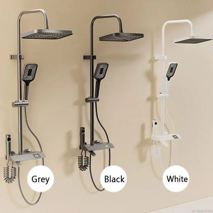 HOShower-Ensemble complet de système de douche, buse rotative, baignoire, affichage numérique, douche murale, pluie, LED, ensemble de pommeau de douche Salle de bains douche en laiton Tap Set Accessoires
