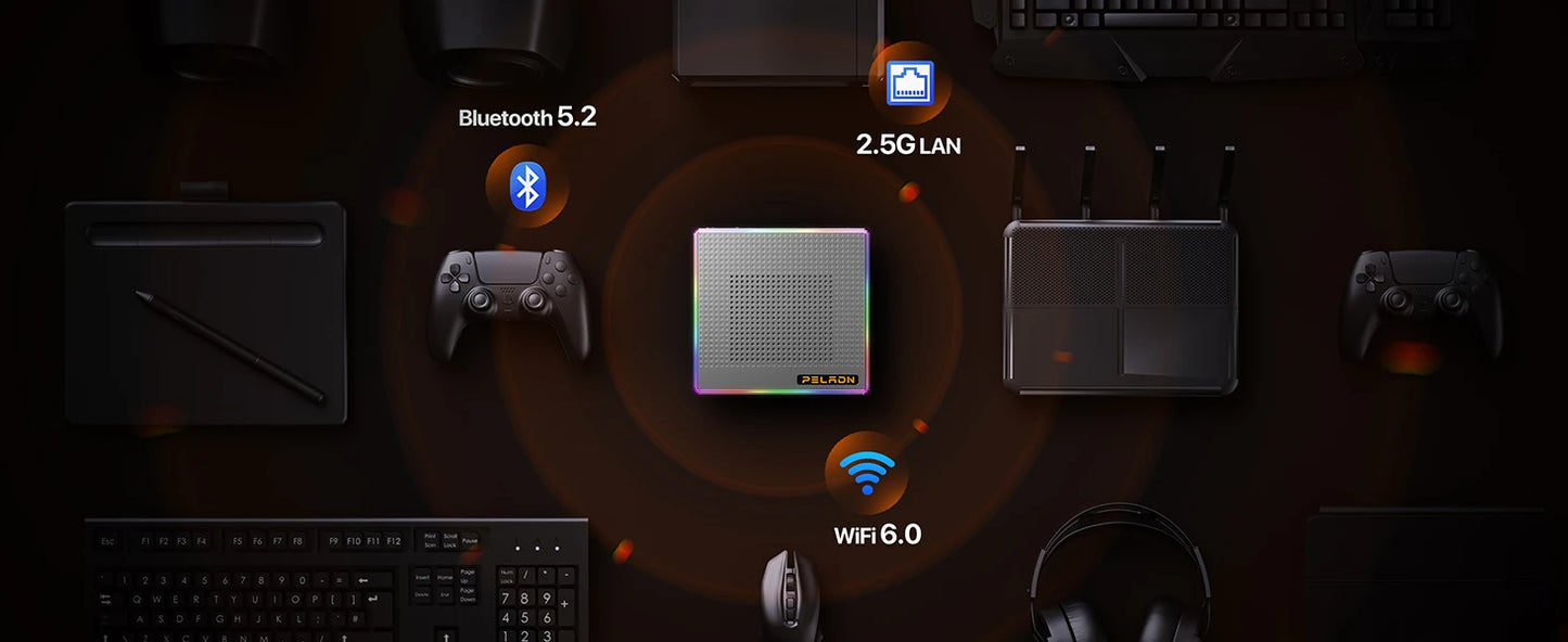 PELADN HO4 Mini PC de jeu AMD Ryzen 7 8845HS 32 Go DDR5 5600 MHz 1 To PCIe4.0 SSD, AMD Radeon 780 M avec double LAN RJ45, WiFi6 BT5.2