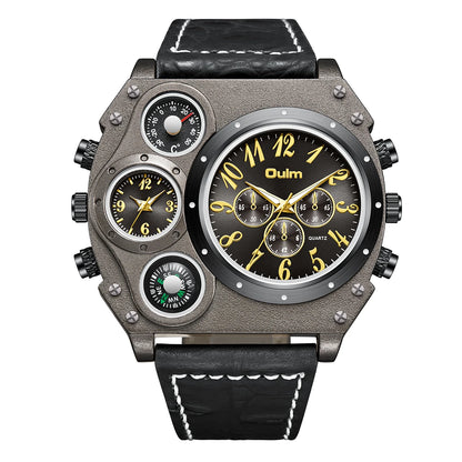Montres de sport de luxe pour hommes, montre-bracelet militaire décontractée, grand cadran, boussole décorative, horloge à quartz, homme cool, unique, marque supérieure