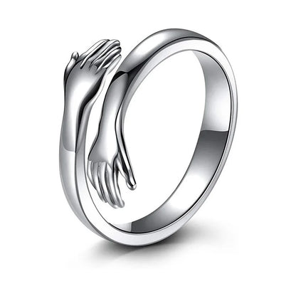 Bagues à main de câlin d'amour romantique, bagues créatives d'amour pour toujours ouvertes, bijoux exquis réglables, cadeau de fête pour femmes