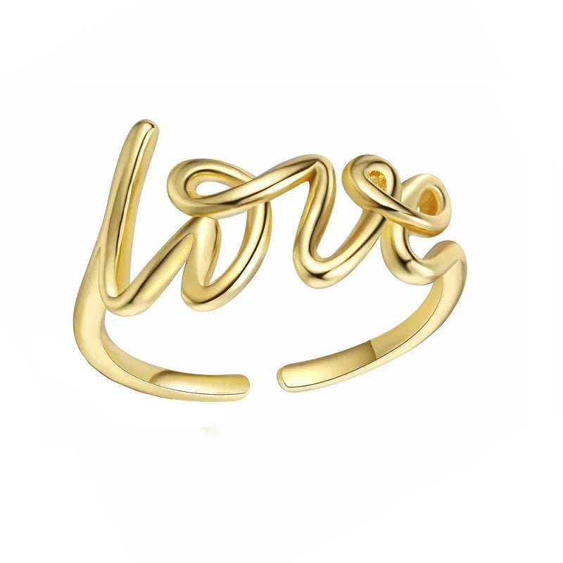Bague d'amour lettre romantique pour femme, matiques géométriques, matiques créatives, bijoux en acier inoxydable pour couple, cadeau de mariage