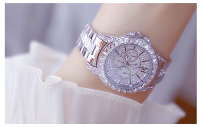 Montre de luxe pour femmes, mode diamant, argent, or, pour filles, horloge étanche, robe cadeaux