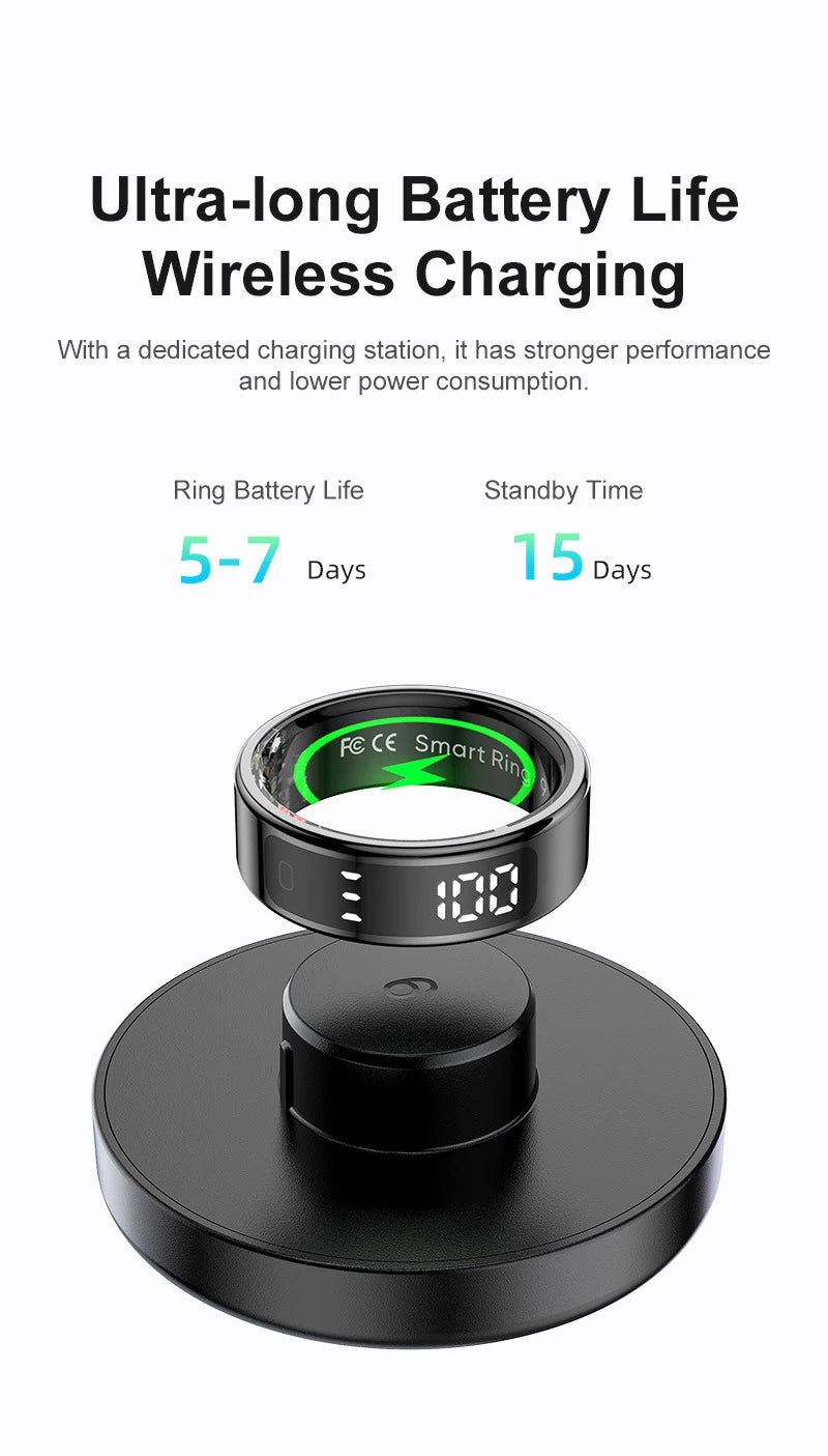Xiaomi R12 anneau intelligent écran d'affichage tactile 5ATM étanche Bluetooth moniteur de santé contrôle des gestes sans fil charge Sport anneau