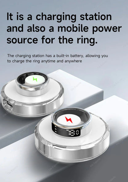 Bague intelligente 2025 avec écran d'affichage et tactile, chargement sans fil, gestionnaire de santé, étanche 5 ATM pour hommes et femmes, bagues R12 R11