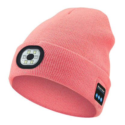 Bonnet chaud mains libres Bluetooth 5.0, chapeau LED, casque stéréo sans fil, lecteur de musique avec Support de micro, batterie Rechargeable à gradation