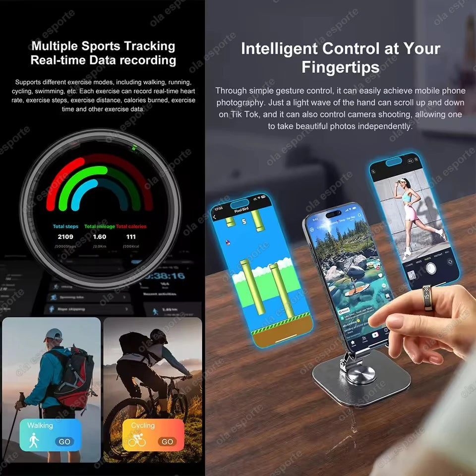 Écran d'affichage LED anneau intelligent pour Xiaomi fréquence cardiaque moniteur d'oxygène sanguin Smartring hommes femmes étanche Multi Modes de sport anneau
